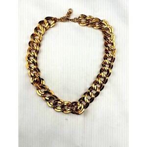 Vintage Monet Necklace Double Flat Link Gold Tone Chunky Chain 19"
